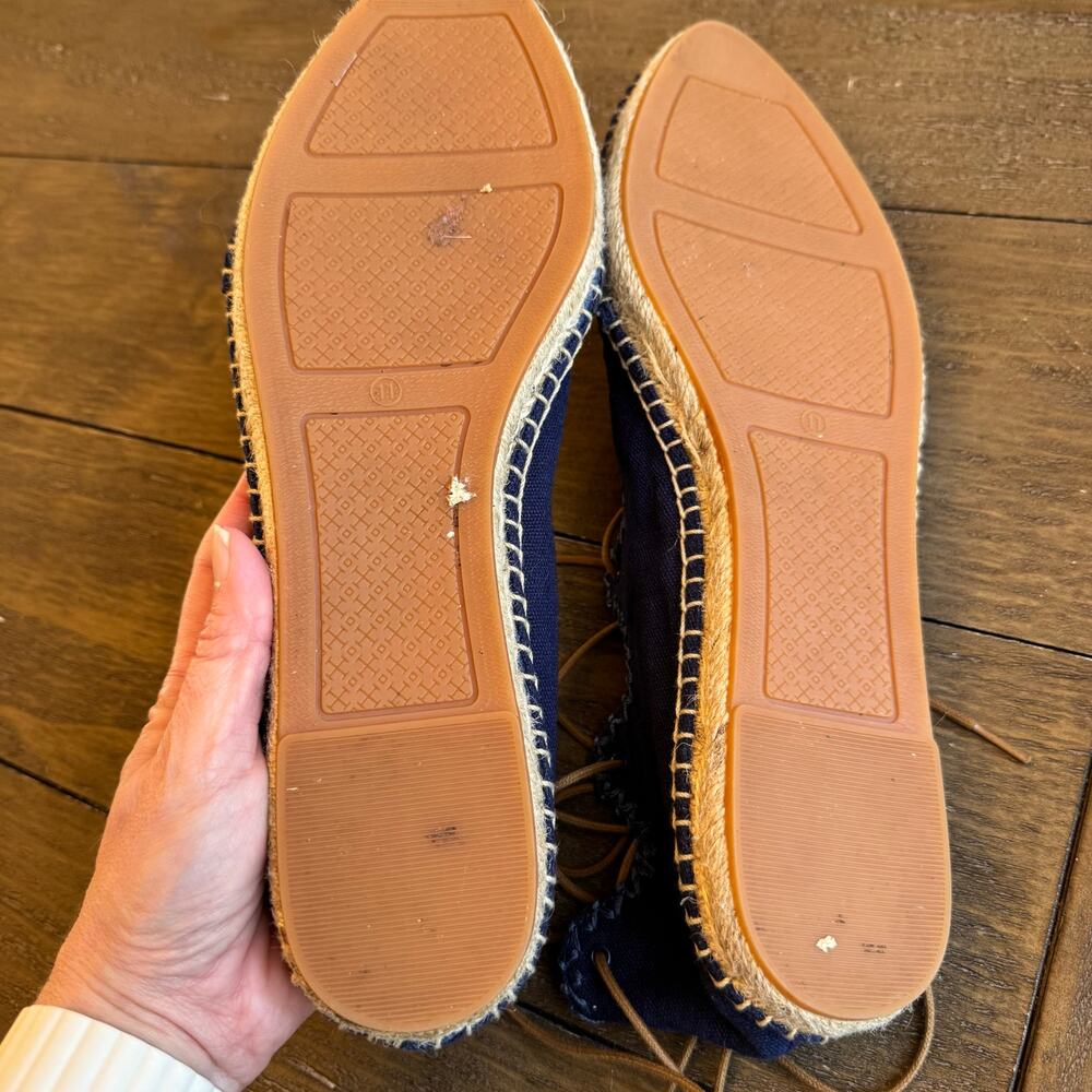 Tory Burch Navy Lace-Up Espadrille Flats - Picture 7 of 10
